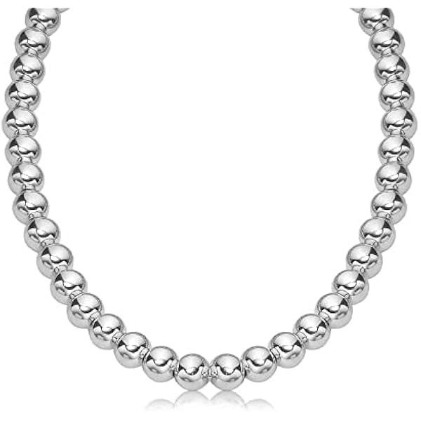 Amazon.com: Sterling Silver Italian Bead Ball Chain Necklace